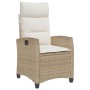 Silla de jardín reclinable con mesa auxiliar ratán beige en Sillas de jardín | Comprar online en Foro24