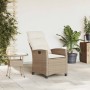 Silla de jardín reclinable con mesa auxiliar ratán beige en Sillas de jardín | Comprar online en Foro24