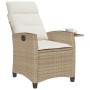 Silla de jardín reclinable con mesa auxiliar ratán beige en Sillas de jardín | Comprar online en Foro24