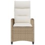 Silla de jardín reclinable con mesa auxiliar ratán beige en Sillas de jardín | Comprar online en Foro24