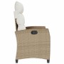 Silla de jardín reclinable con mesa auxiliar ratán beige en Sillas de jardín | Comprar online en Foro24