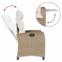 Silla de jardín reclinable con mesa auxiliar ratán beige en Sillas de jardín | Comprar online en Foro24
