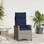 Silla de jardín reclinable con mesa auxiliar ratán gris en Sillas de jardín | Comprar online en Foro24