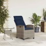Silla de jardín reclinable con mesa auxiliar ratán gris en Sillas de jardín | Comprar online en Foro24