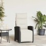Silla de jardín reclinable con mesa auxiliar ratán negro
