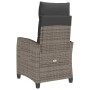 Silla de jardín reclinable con mesa auxiliar ratán gris