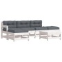 6-teiliges Gartenmöbel-Set und weiße Massivholzkissen von vidaXL, Gartensets - Ref: Foro24-3185907, Preis: 465,09 €, Rabatt: %
