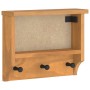 Perchero de pared SANDNES 45x12x35 cm madera maciza de pino