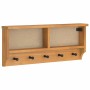 Perchero de pared SANDNES madera maciza de pino 87x12x35 cm