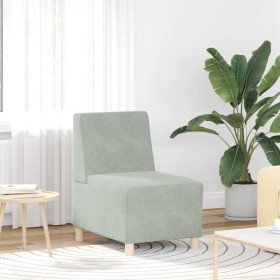 Sofá modular sin brazos gris claro 55 cm terciopelo