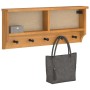 Perchero de pared SANDNES madera maciza de pino 87x12x35 cm