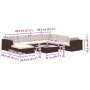 Set muebles de jardín 8 piezas y cojines ratán sintético marrón