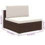 Set muebles de jardín 8 piezas y cojines ratán sintético marrón