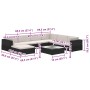 Set muebles de jardín 8 piezas y cojines ratán sintético negro