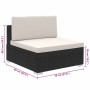 Set muebles de jardín 8 piezas y cojines ratán sintético negro