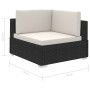 Set muebles de jardín 12 pzas y cojines ratán sintético negro