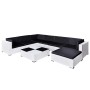 Set muebles de jardín 8 piezas y cojines ratán sintético blanco