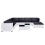 Set muebles de jardín 8 piezas y cojines ratán sintético blanco