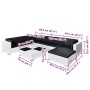 Set muebles de jardín 8 piezas y cojines ratán sintético blanco