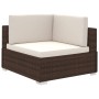 Set muebles de jardín 6 piezas y cojines ratán sintético marrón