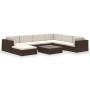 Set muebles de jardín 8 piezas y cojines ratán sintético marrón
