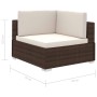 Set muebles de jardín 8 piezas y cojines ratán sintético marrón