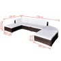 6 piezas Muebles de jardín y cojines ratán sintético marrón en Conjuntos de jardín | Comprar online en Foro24