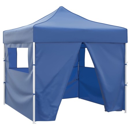 Cenador plegable azul con 4 paredes 3x3 m en Carpas y cenadores | Comprar online en Foro24