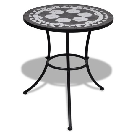 Mesa de bistro terraza mosaico negro y blanco 60 cm en Mesas de jardín | Comprar online en Foro24