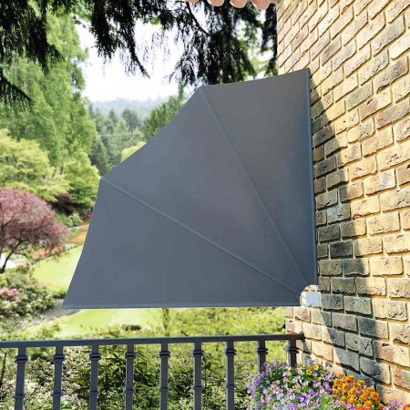 Toldo lateral plegable de balcón gris 140x140 cm