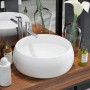 Lavabo redondo de cerámica 40x15 cm blanco