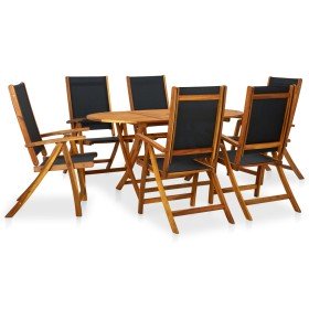 Set de comedor de jardín 7 piezas madera maciza de acacia