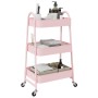 Carrito de almacenaje 3 niveles acero rosa 42x41,5x77 cm