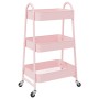 Carrito de almacenaje 3 niveles acero rosa 42x41,5x77 cm