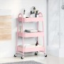 Carrito de almacenaje 3 niveles acero rosa 42x41,5x77 cm