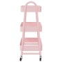 Carrito de almacenaje 3 niveles acero rosa 42x41,5x77 cm