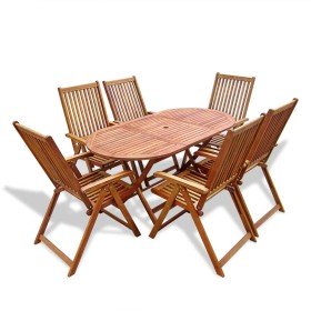 Set de comedor de jardín 7 piezas madera maciza de acacia