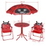 Set mesa y sillas de jardín infantil 3 pzas con sombrilla rojo