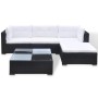 Set muebles de jardín 5 piezas y cojines ratán sintético negro