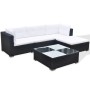 Set muebles de jardín 5 piezas y cojines ratán sintético negro