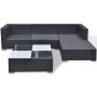 Set muebles de jardín 5 piezas y cojines ratán sintético negro