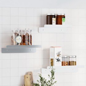 Estantes de pared 3 uds acero inoxidable plateado Estantes de pared 3 uds acero inoxidable plateado