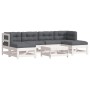 Gartenmöbel-Set 7-teilig und Kissen aus massivem Holz weiß von vidaXL, Gartensets - Ref: Foro24-3185928, Preis: 558,16 €, Rab...