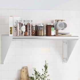 Estante de pared de acero inoxidable plateado 75x30x31 cm