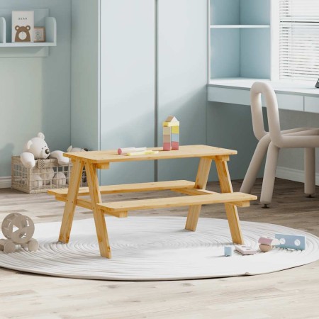 Mesa infantil con bancos "IRUN" 90x79,5x50 cm madera maciza
