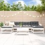 7-piece garden furniture set with solid white wood and cushions by vidaXL, Garden sets - Ref: Foro24-3185935, Price: 563,18 €...