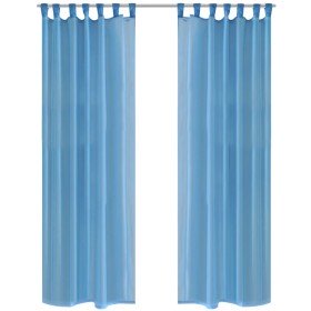 2 Cortinas turquesas transparentes 140 x 245 cm