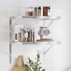 Estantes de pared 2 uds acero inoxidable plateado 50x40x3 cm