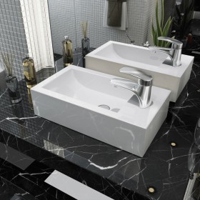 Lavabo con agujero grifo rectangular cerámica 46x25,5x12 blanco