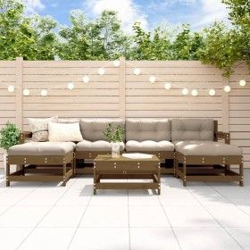 Gartenmöbel-Set 7-teilig und honigbraune Massivholzkissen von vidaXL, Gartensets - Ref: Foro24-3185944, Preis: 626,94 €, Raba...